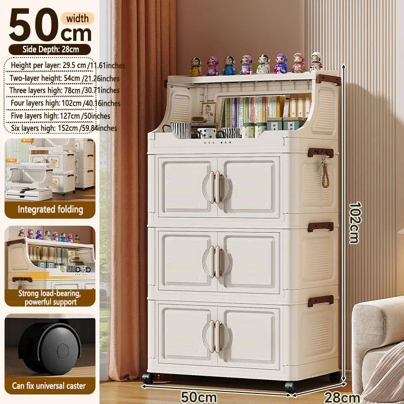 Foldable Plastic Multi Tier Storage Rack For Living Room