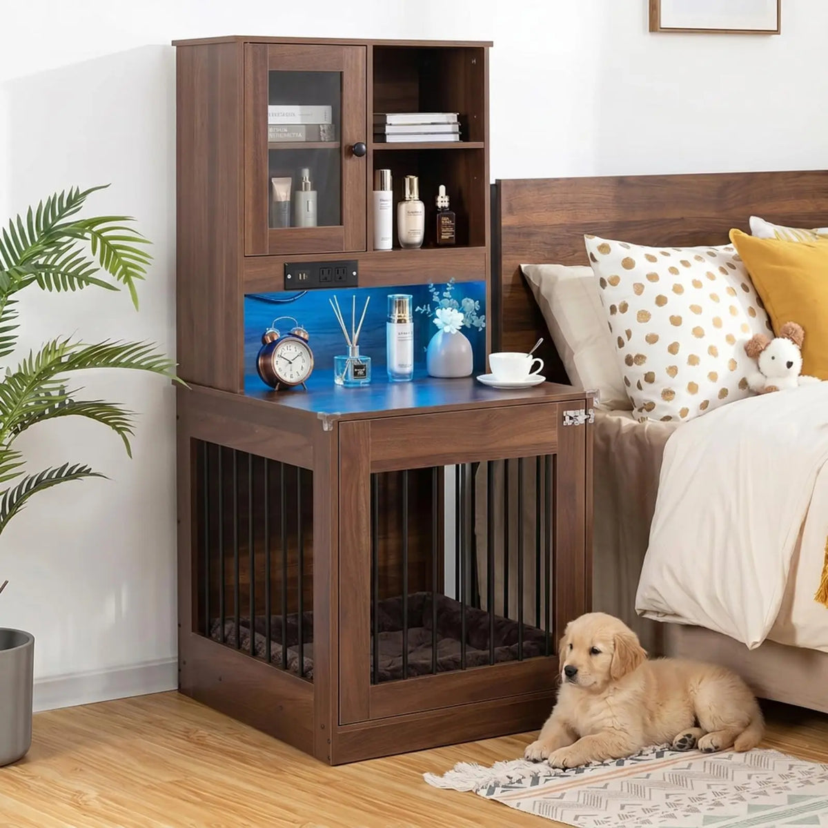 Nightstand with Spacious Kennel for Dogs