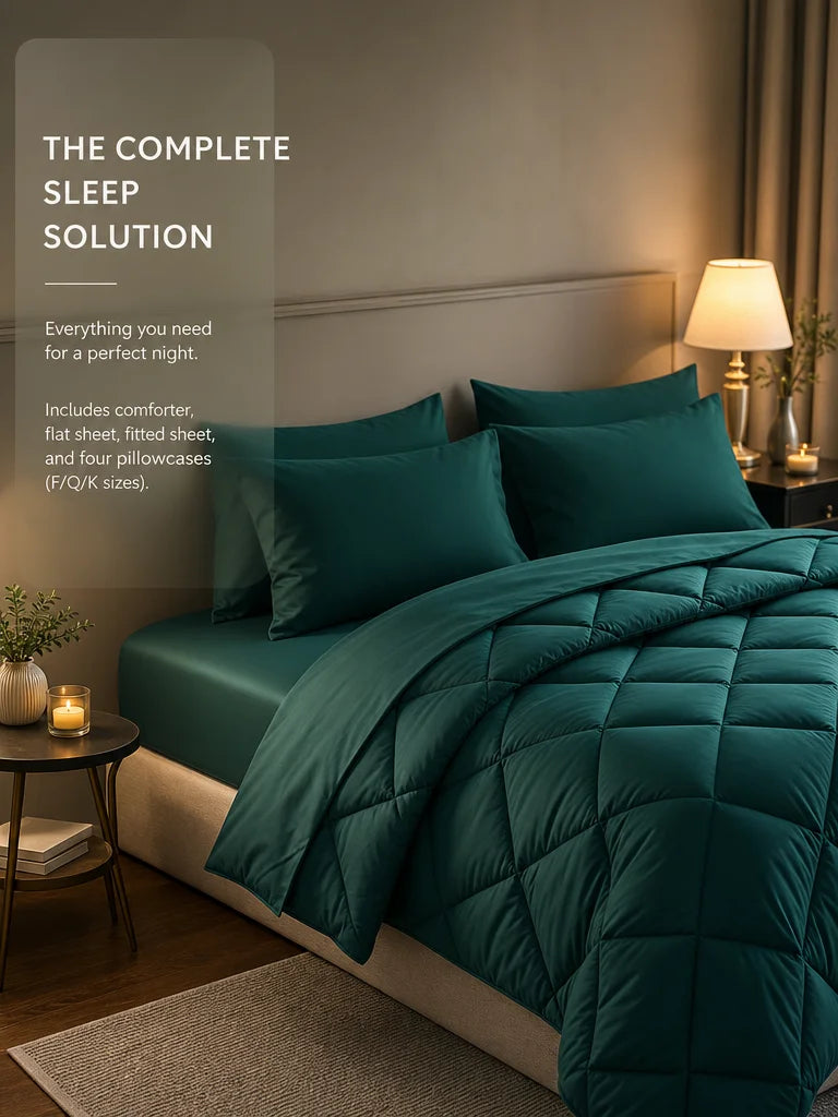 EasYum 7-Piece Bedding Set Quilted Polyester Comforter Sheet Pillowcases