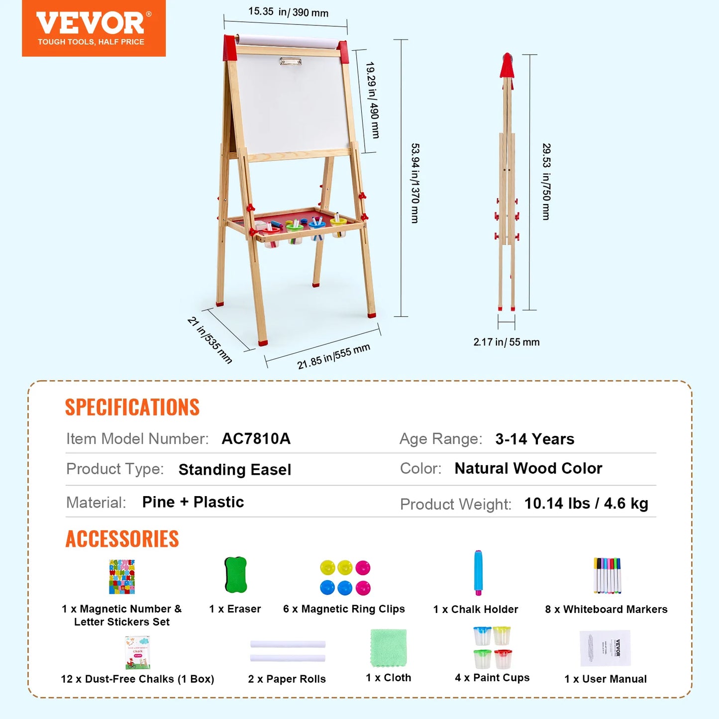 SucceBuy Wooden Magnetic Drawing Board For Kids DoubleSided Whiteboard