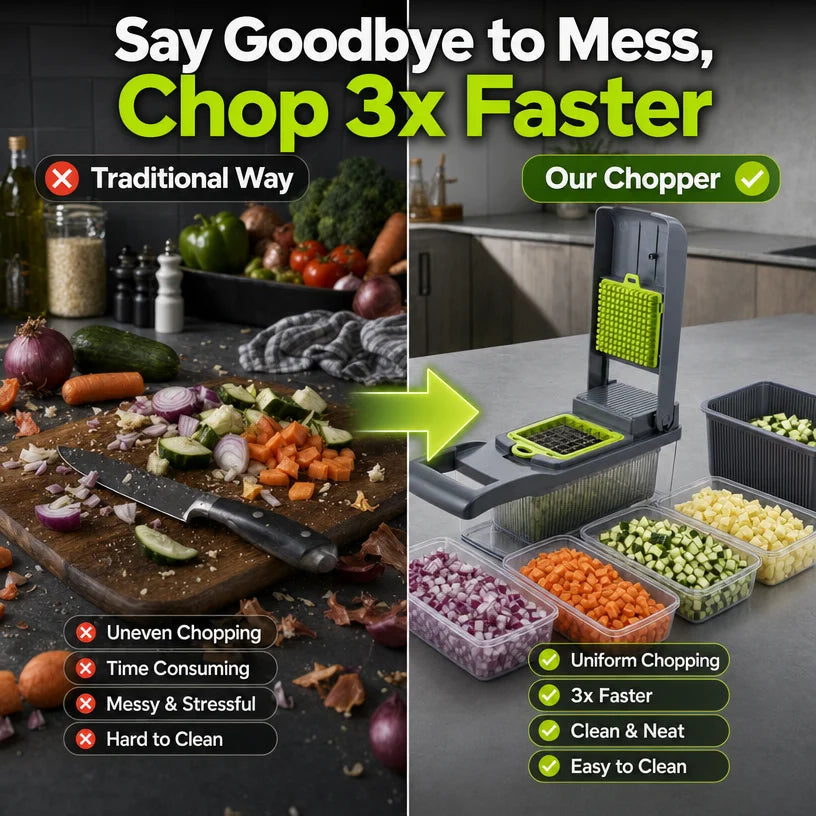 Multi Blade Stainless Steel Vegetable Chopper For Kitchen Meal Prep