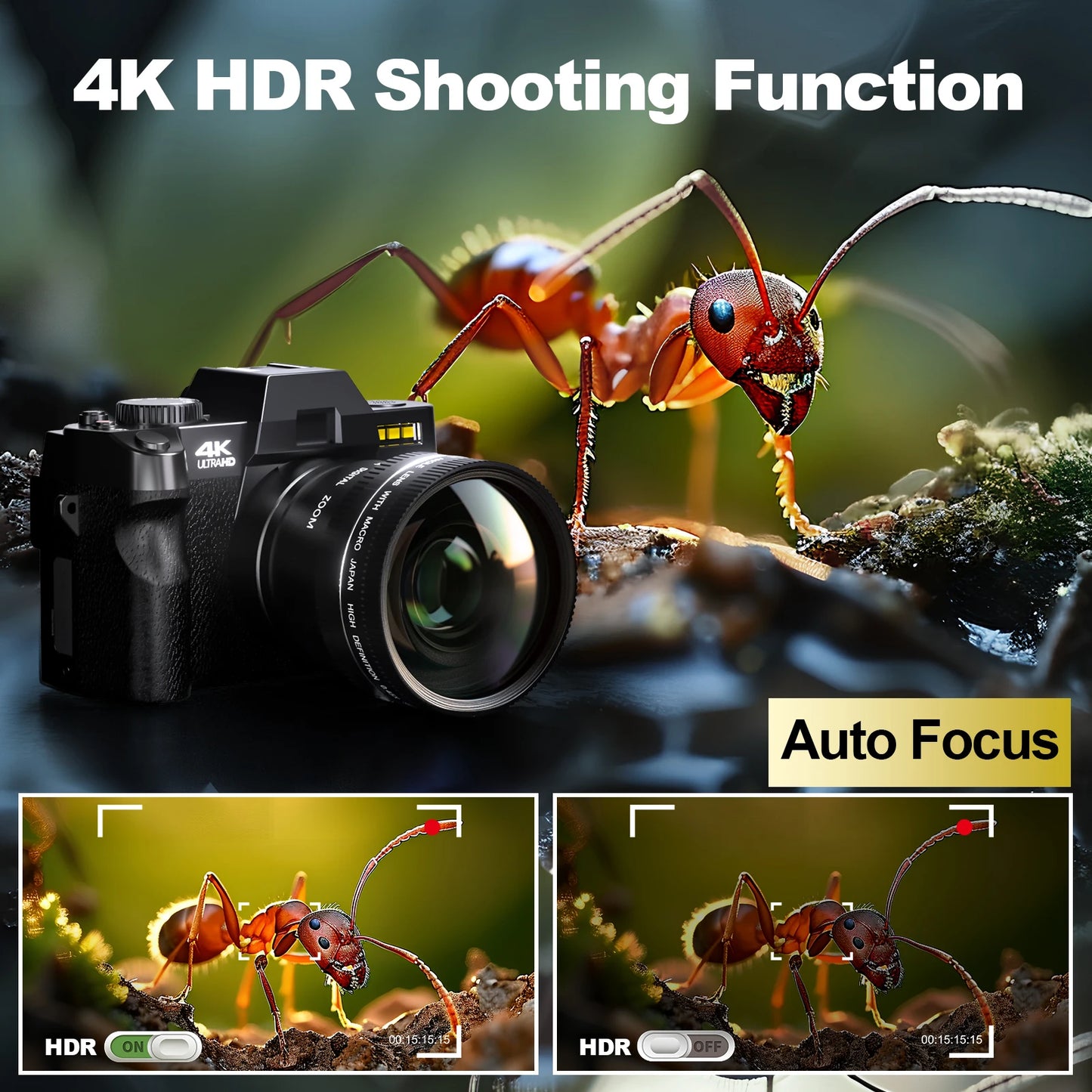 NBD 48MP Digital Camera With WiFi App Control 4K Autofocus