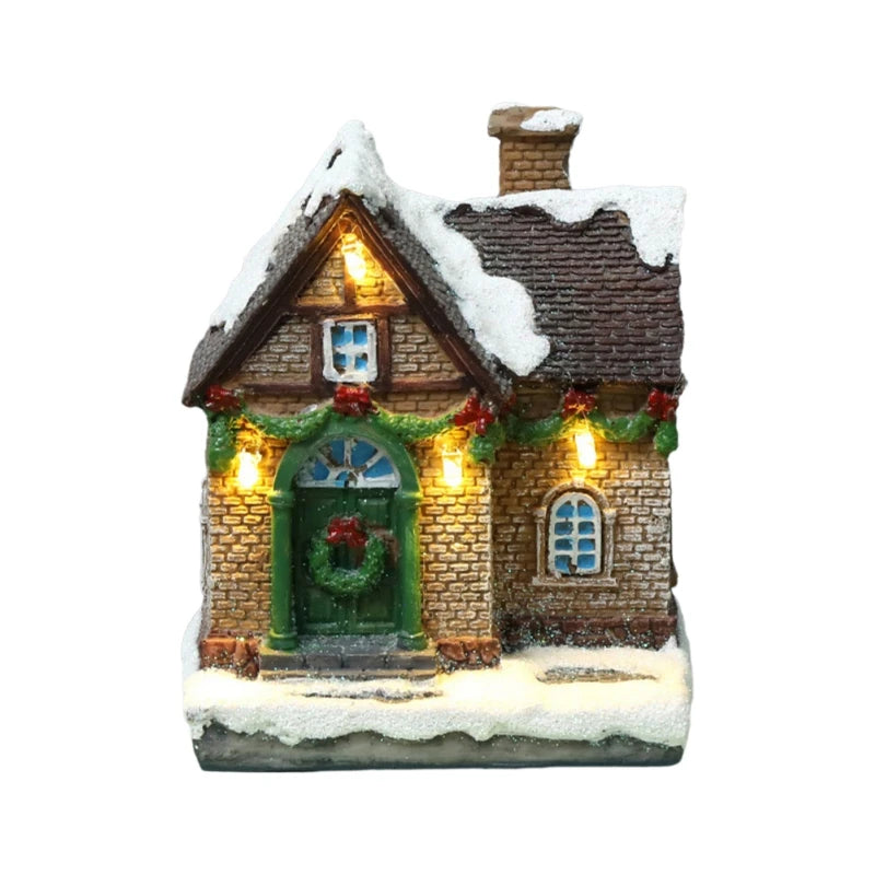 Luminous Resin LED House Village Ornament For Christmas Display