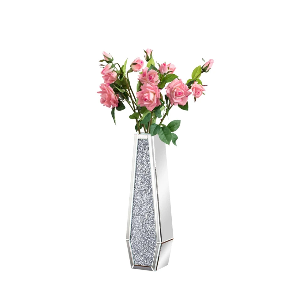 Luxury Crushed Diamond Mirrored Decorative Floor Glass Vase