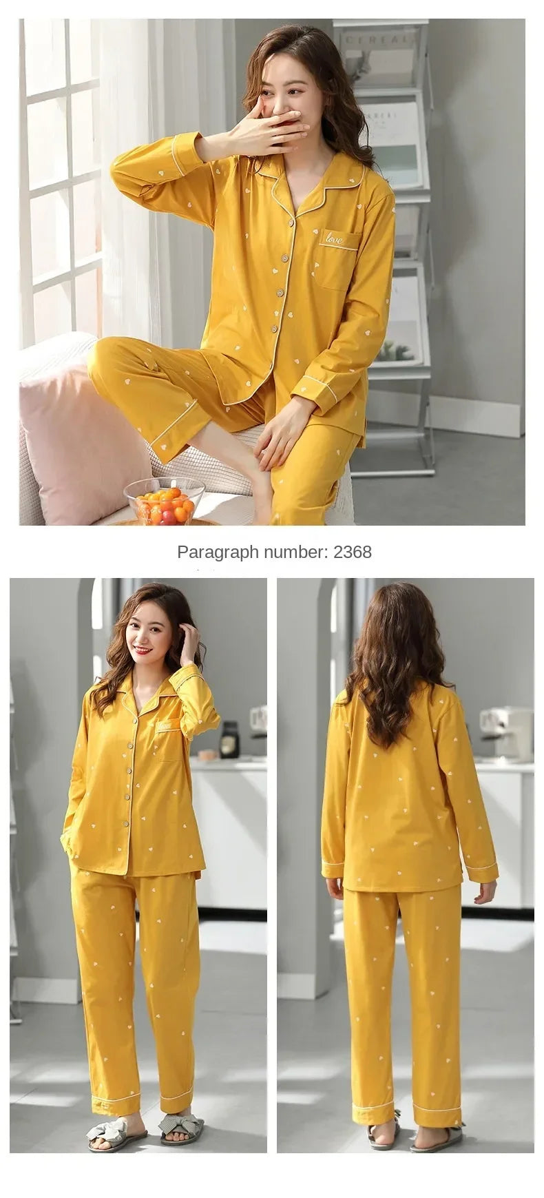 Guangdong Women Cotton Pajamas Set Button Down Nightwear