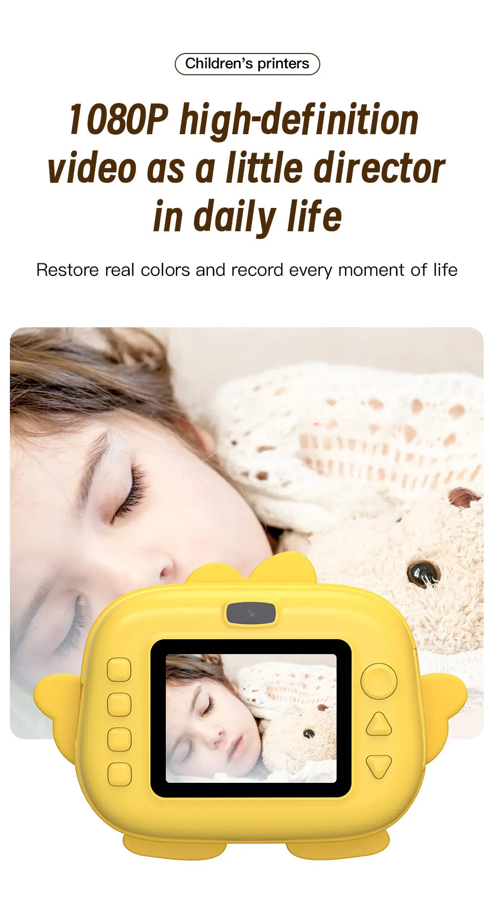 Kids Instant Print Camera 16G 1080P HD Photo Printer Gift