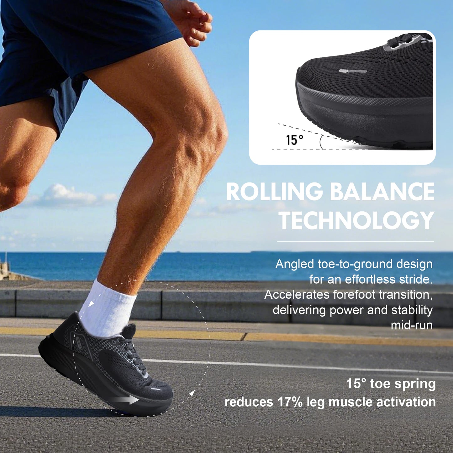 Men Slip On Wide Toe Box Shoes With Arch Support For Running And Walking