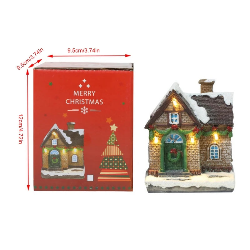 Luminous Resin LED House Village Ornament For Christmas Display