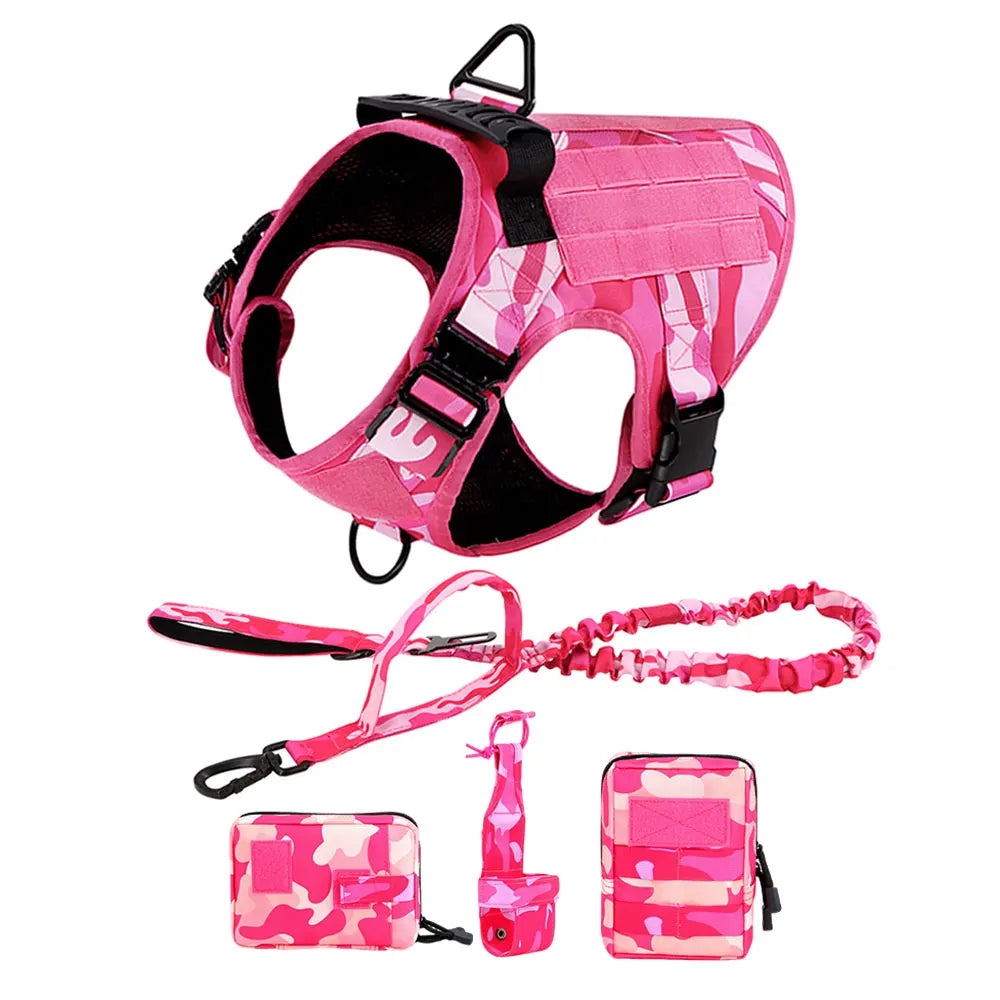 Petravel Dog Harness Tactical Training Vest Nylon Adjustable Camouflage Pattern