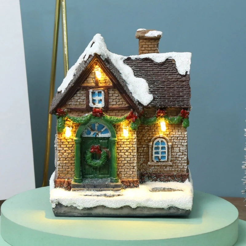 Luminous Resin LED House Village Ornament For Christmas Display