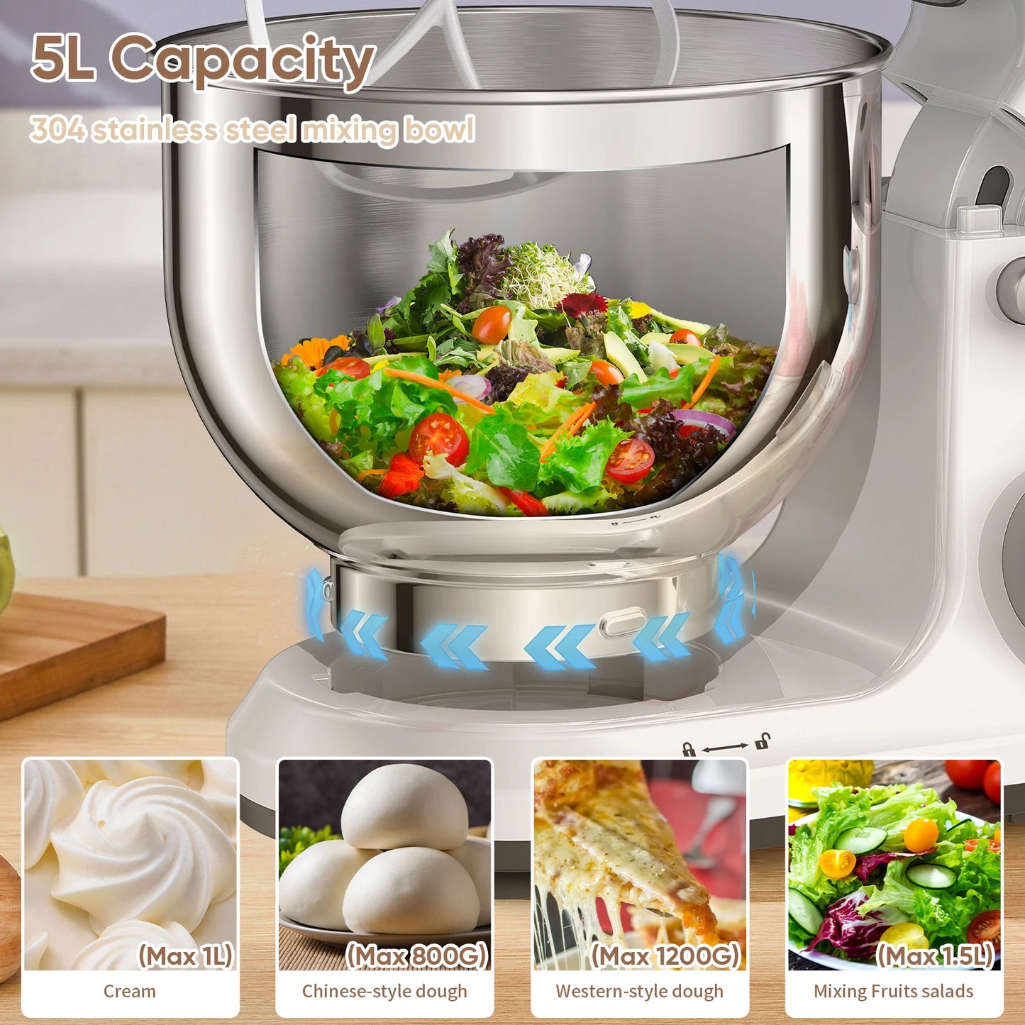 Biolomix Kitchen Stand Mixer 1200W 11 Speed Digital OLED