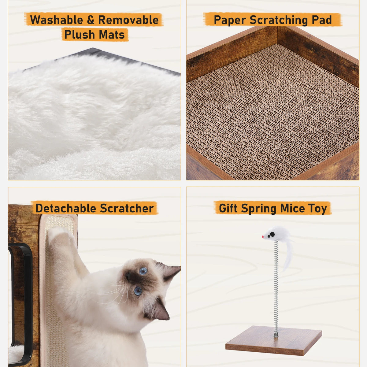 Road Cat Condo Bed With Scratching Pad Removable Mats