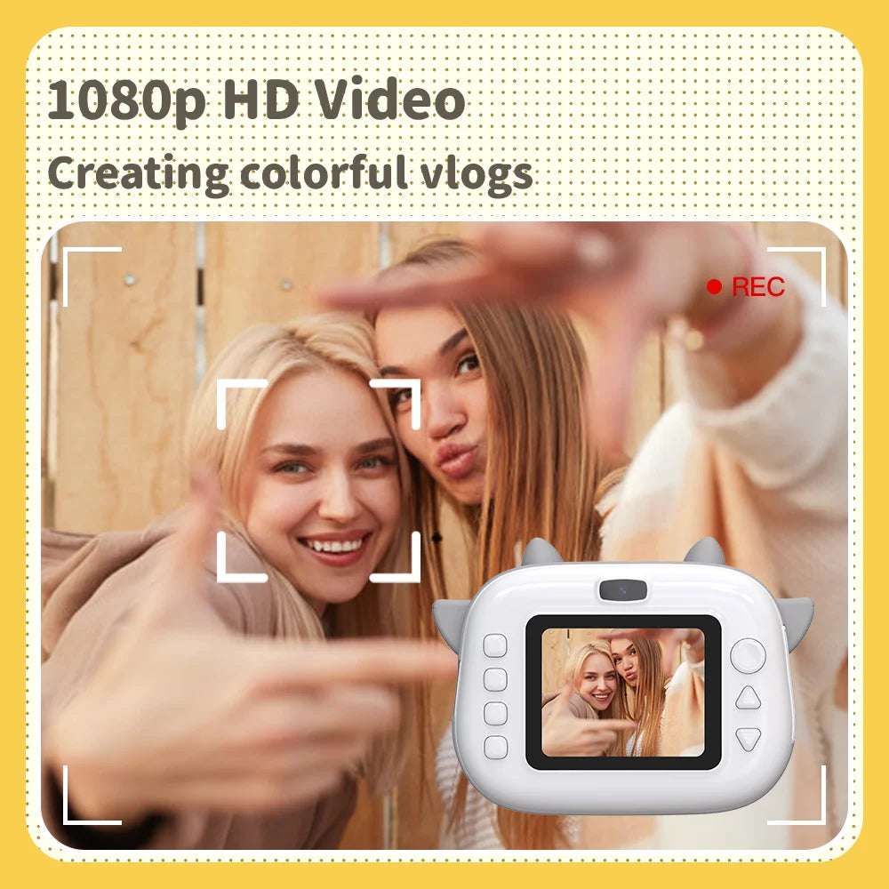 Kids Instant Print Camera 16G 1080P HD Photo Printer Gift