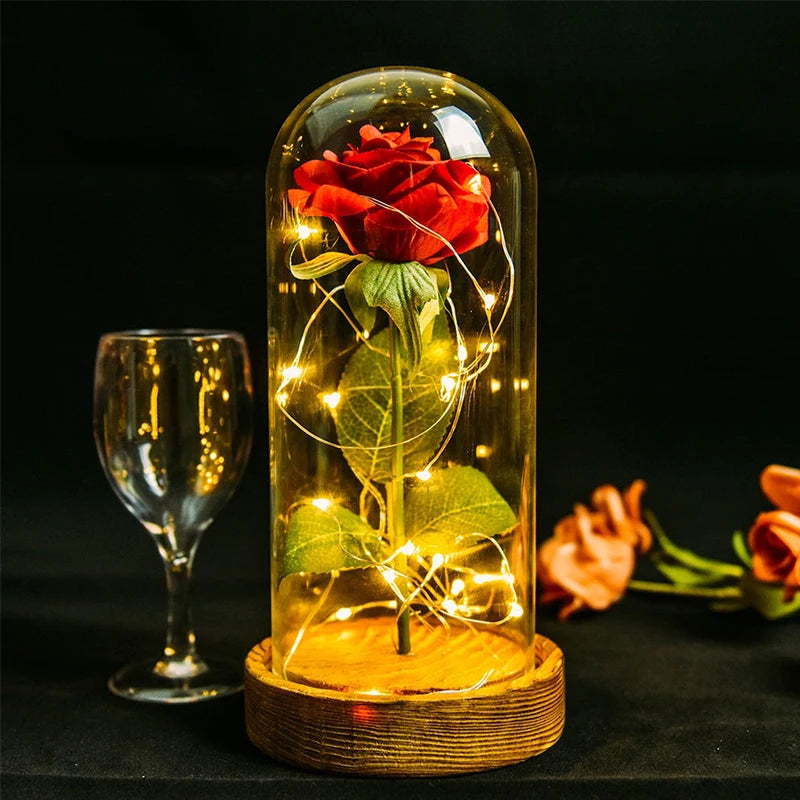Ainyrose Beauty And The Beast Eternal Rose Glass Dome Decor