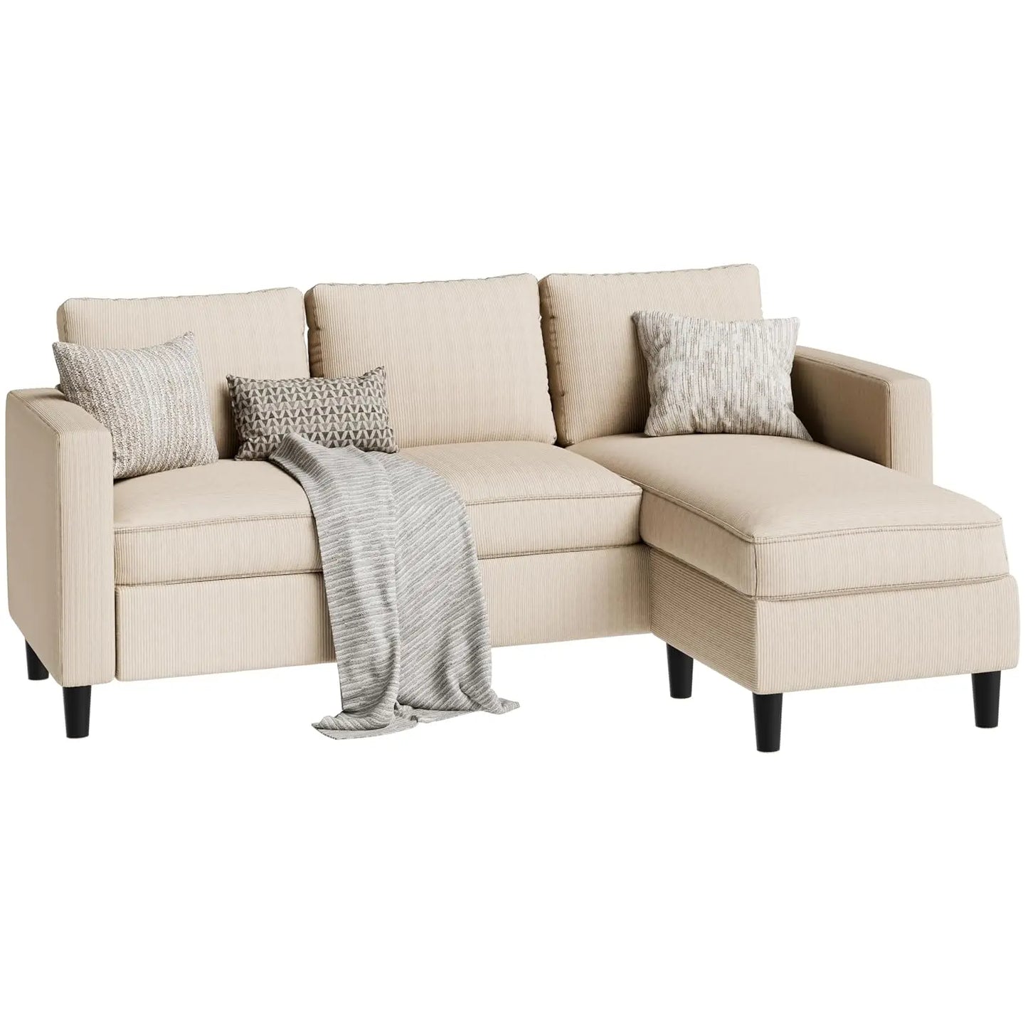 Modular L Shaped Sectional Sofa With Movable Ottoman Deep Seat