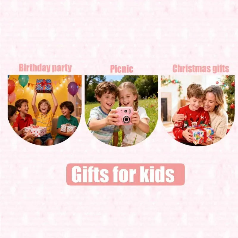 Kids Dual Lens Print Camera Toy Gift Box High Definition