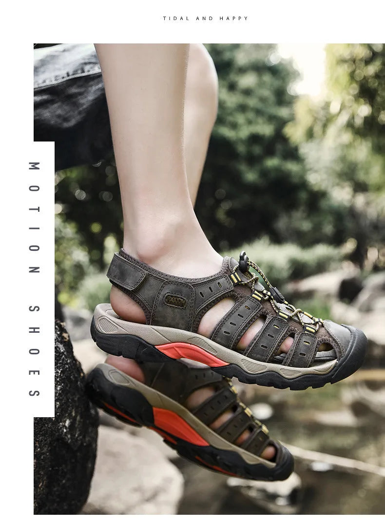 MIXIDELAI Men Sandals Genuine Leather Outdoor Rome Design