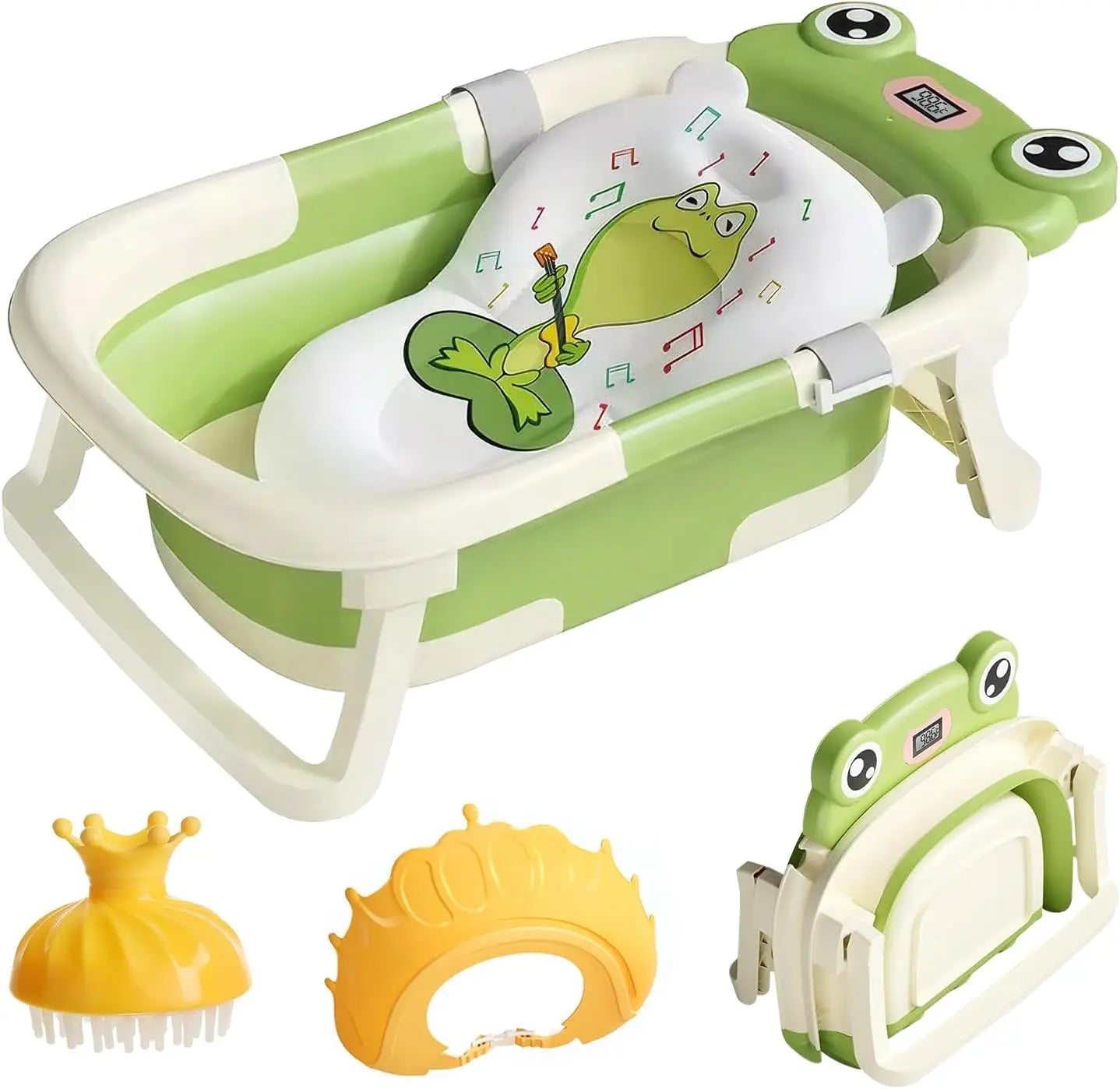 Foldable Baby Bathtub With Bath Cushion And Thermometer