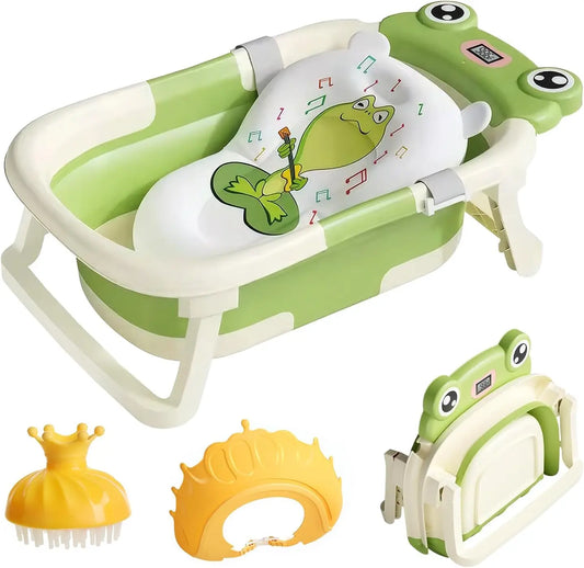 Foldable Baby Bathtub With Bath Cushion And Thermometer