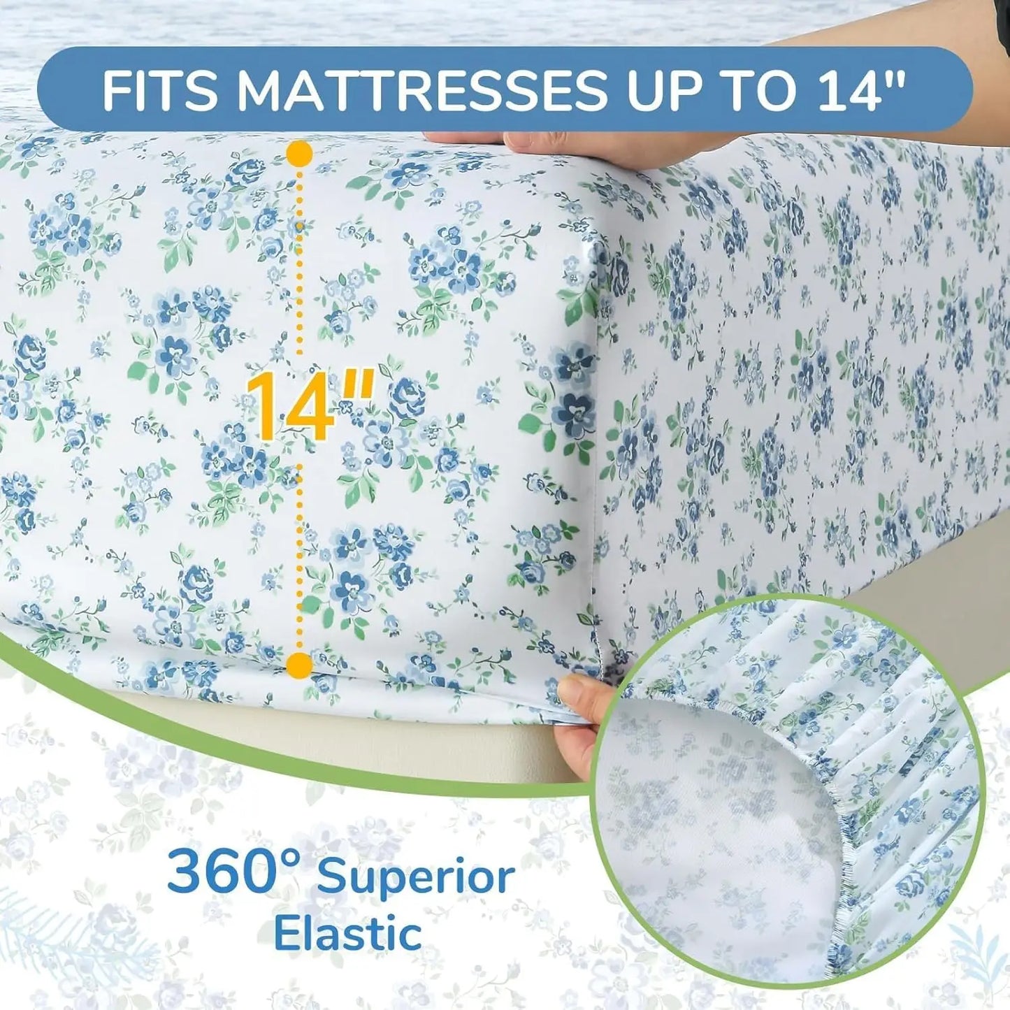 4 Piece Sheet Set Soft Breathable Wrinkle Free Cooling Bedding Polyester Cotton