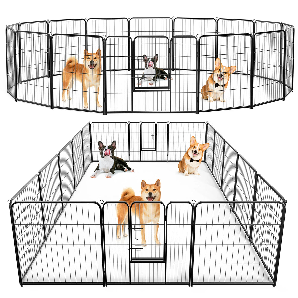 JHK Foldable Metal Dog Playpen Fence for Indoor Outdoor Use