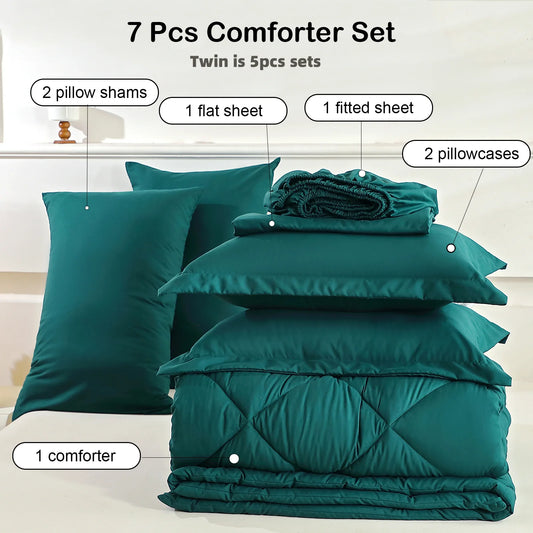 EasYum 7-Piece Bedding Set With Pillowcases High Quality Polyester