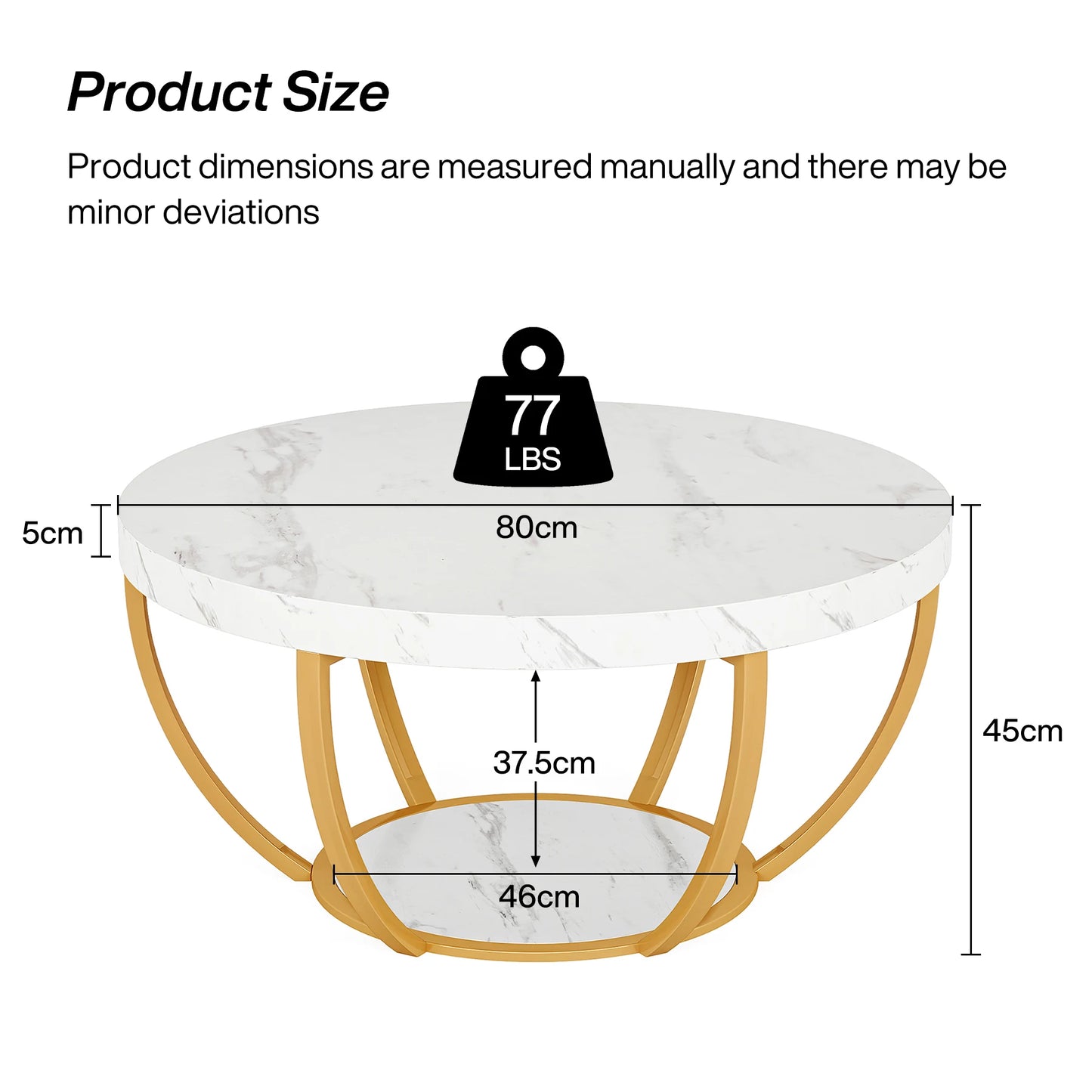 Tribesigns Round Coffee Table With Storage Shelves, Industrial Minimalist Wood