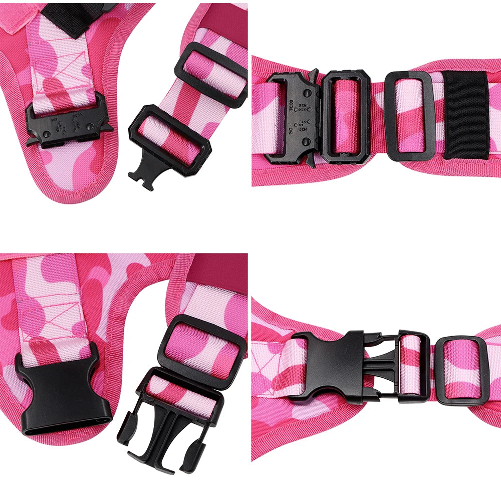 Petravel Dog Harness Tactical Training Vest Nylon Adjustable Camouflage Pattern