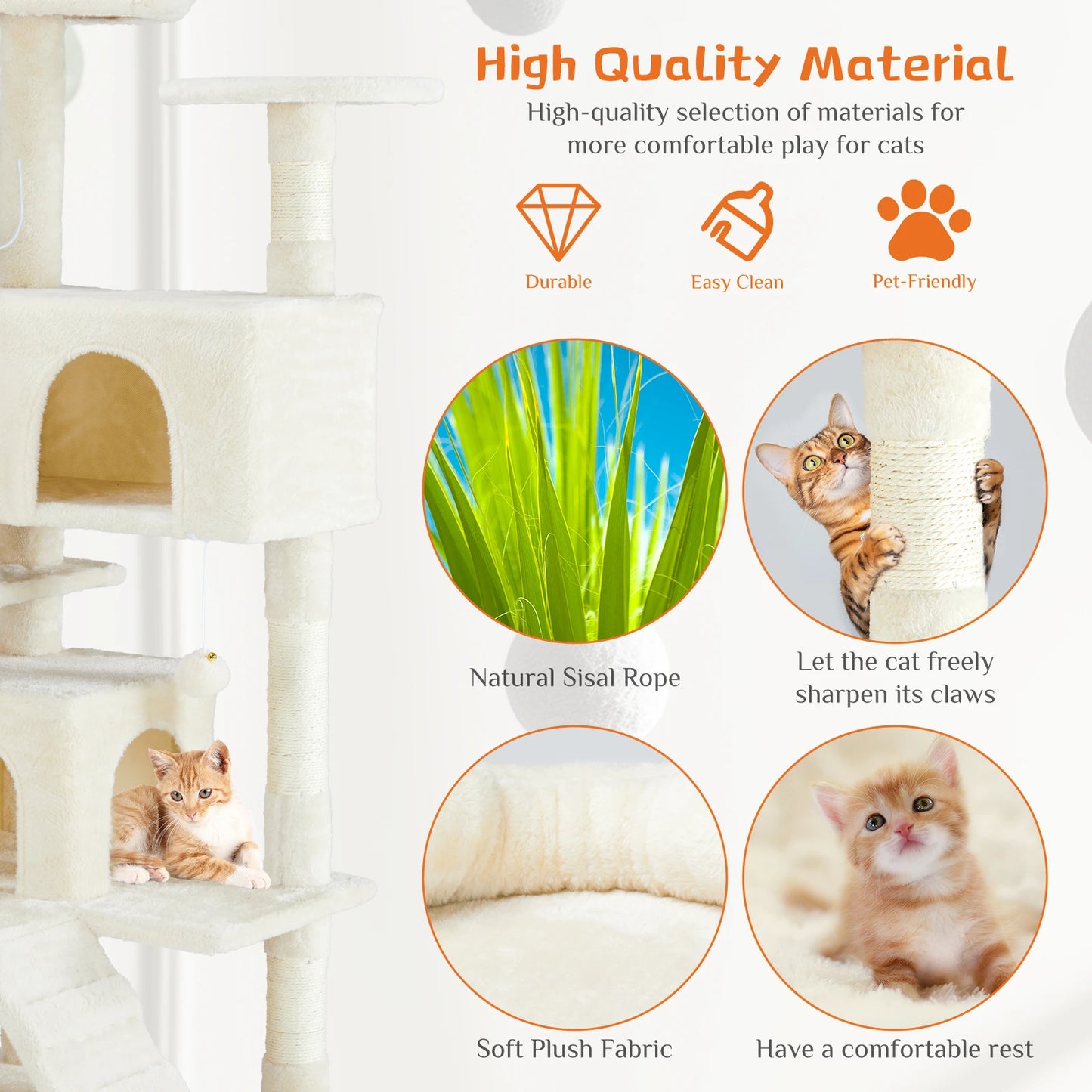 JHK Four-Level Cat Tree Tower Play House With Sisal Scratching