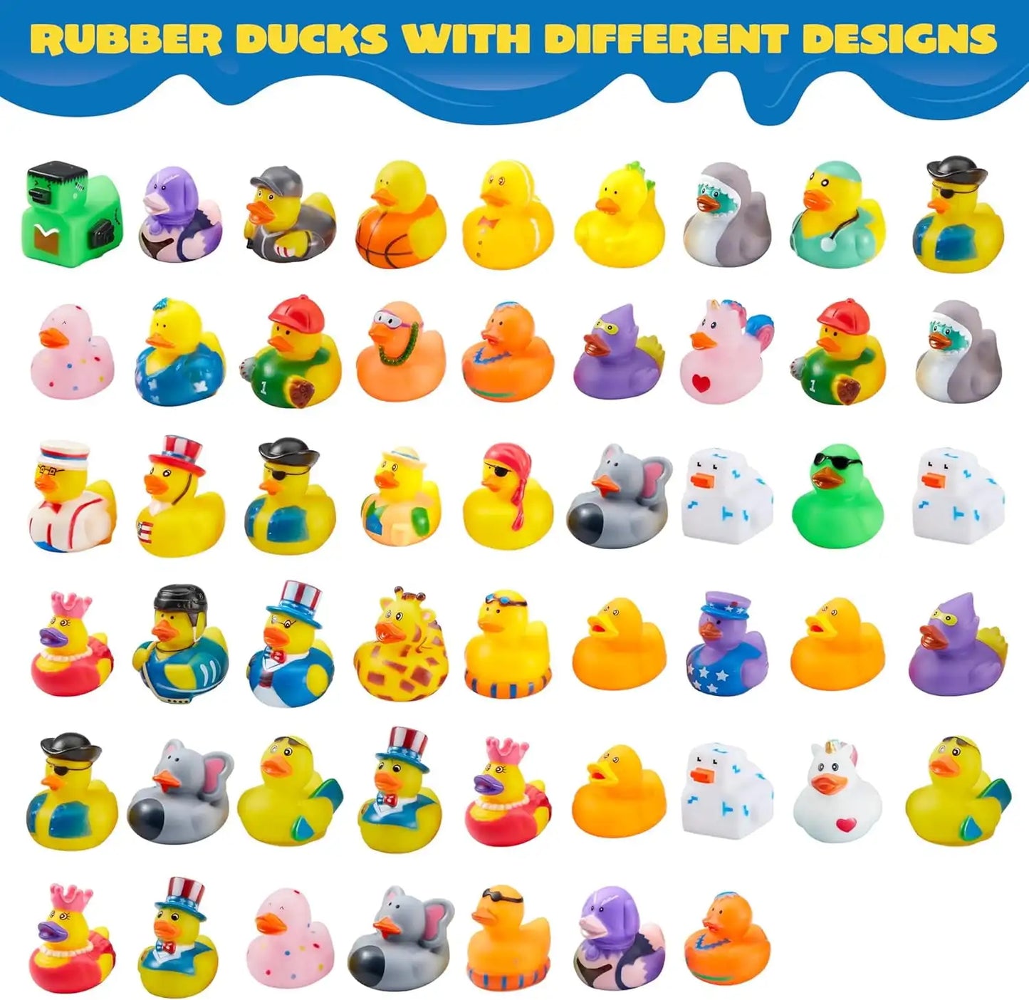 Joyfy 120 Pack Mini Rubber Ducks Assorted Bath Toys