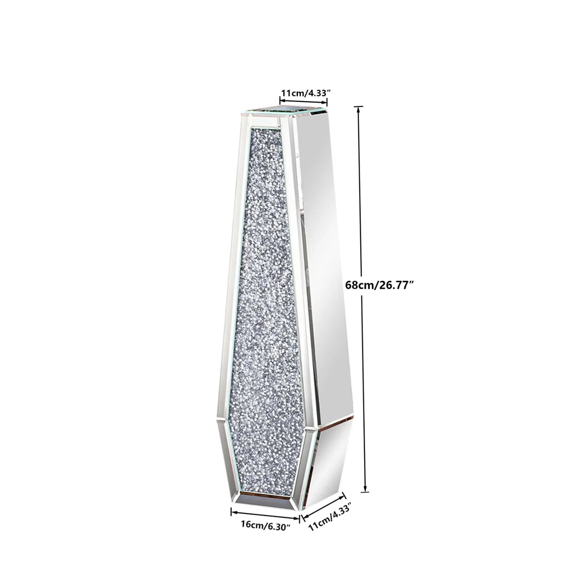 Modern Crushed Diamond Mirrored Floor Glass Vase Home Decor