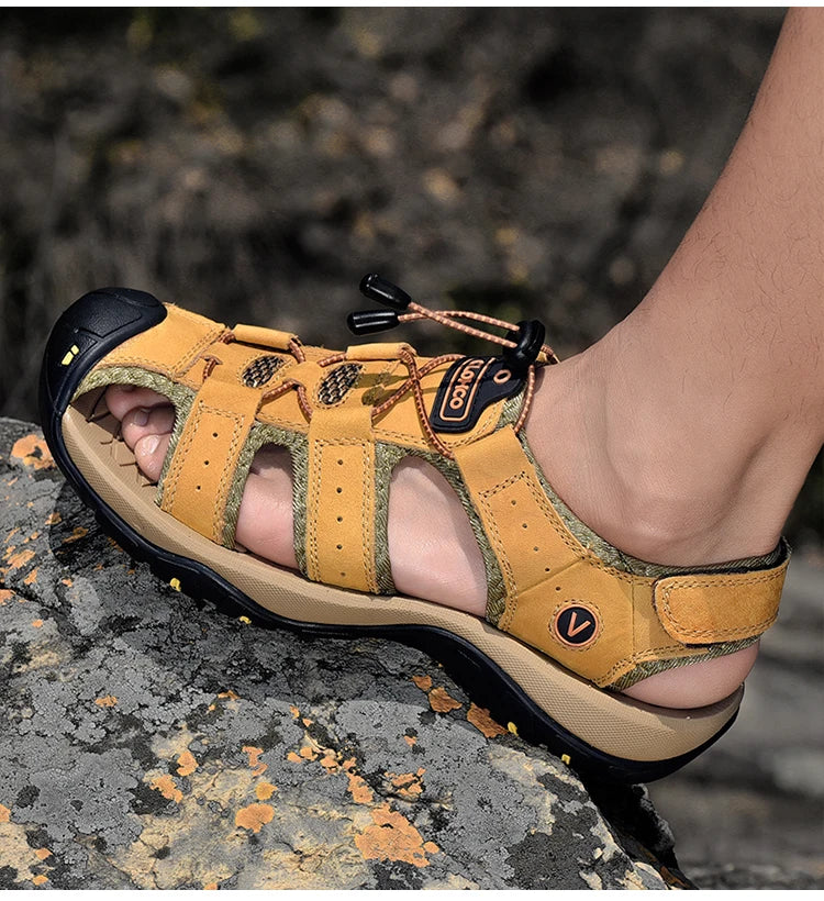 CLOHOO Men's Breathable Beach Sandals Slip On Shoes