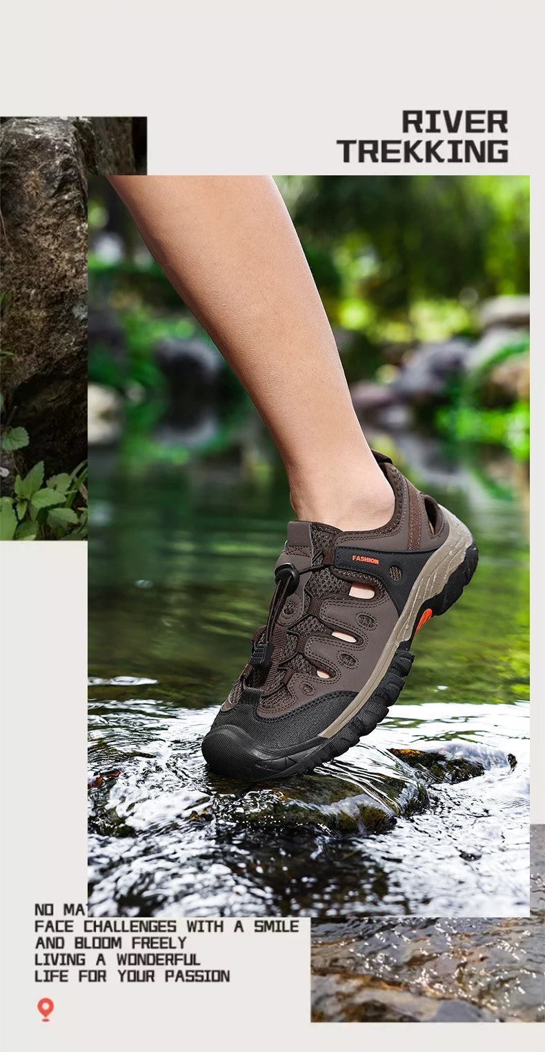 Sxfdneay Men Sandals Beach Shoes Breathable Anti Slip SlipOn