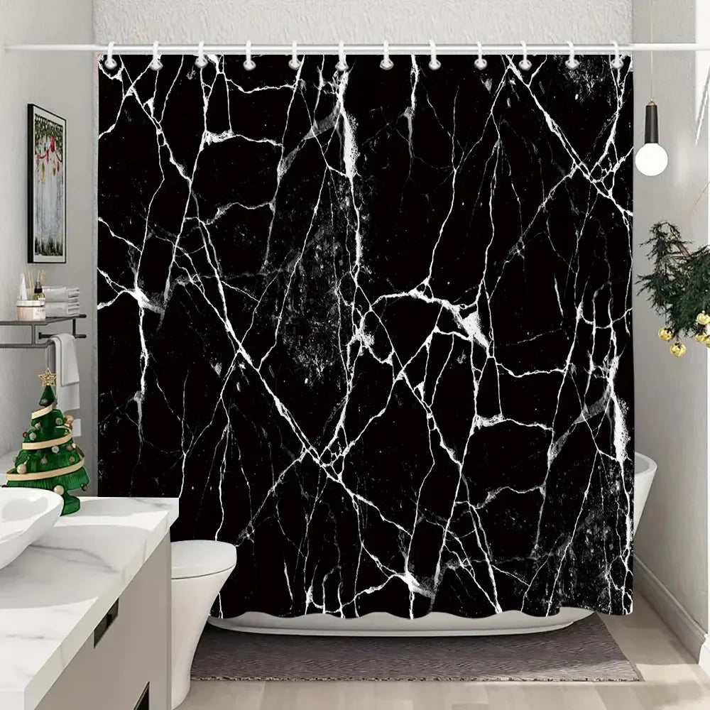 JEJOMEAG Marble Shower Curtain Textured Pattern Polyester Washable
