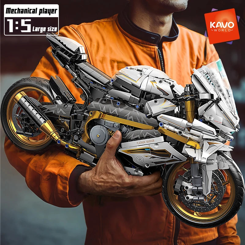 KAVOWORLD 1:5 Motorcycle Desktop Ornament Building Blocks Set