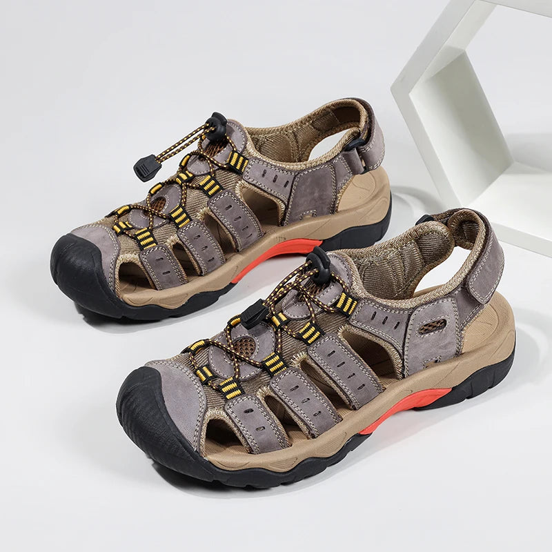 MIXIDELAI Men Sandals Genuine Leather Outdoor Rome Design
