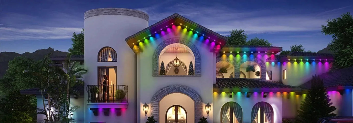 150ft 100ft 50ft Permanent Outdoor Lights Smart RGBIC Outdoor Lights with 75 Scene Modes String Lights with 90 LEDs for Garden