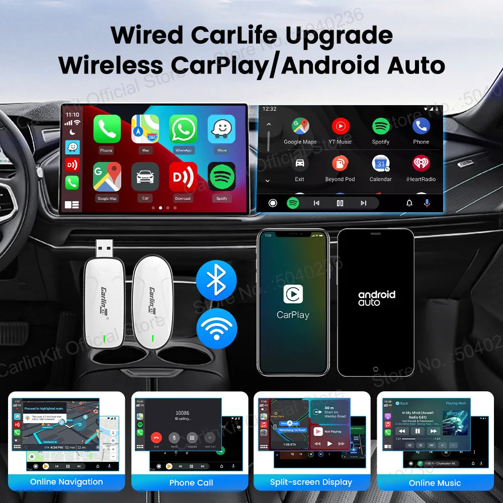Carlinkit X1CA Baidu Carlife Wireless CarPlay Adapter 2In1