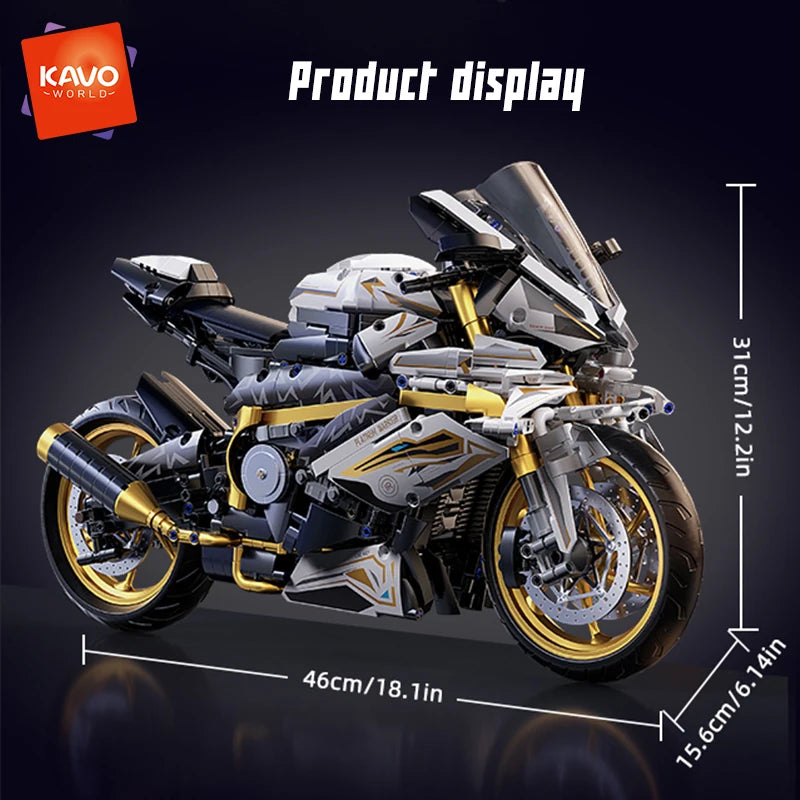 KAVOWORLD 1:5 Motorcycle Desktop Ornament Building Blocks Set