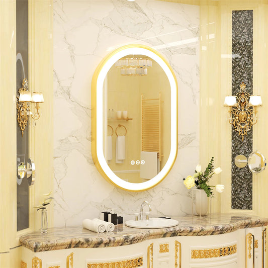 Wisfor Dimmable Led Oval Vanity Mirror Wall Mount Anti Fog