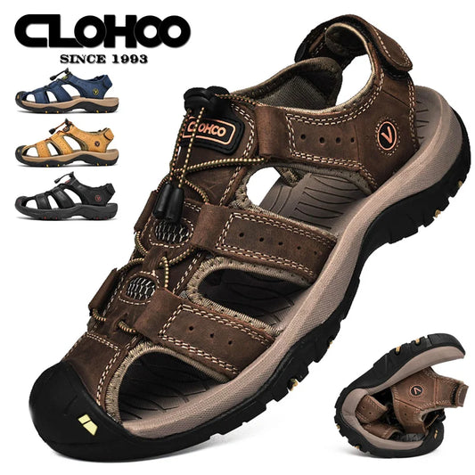 CLOHOO Men's Breathable Beach Sandals Slip On Shoes