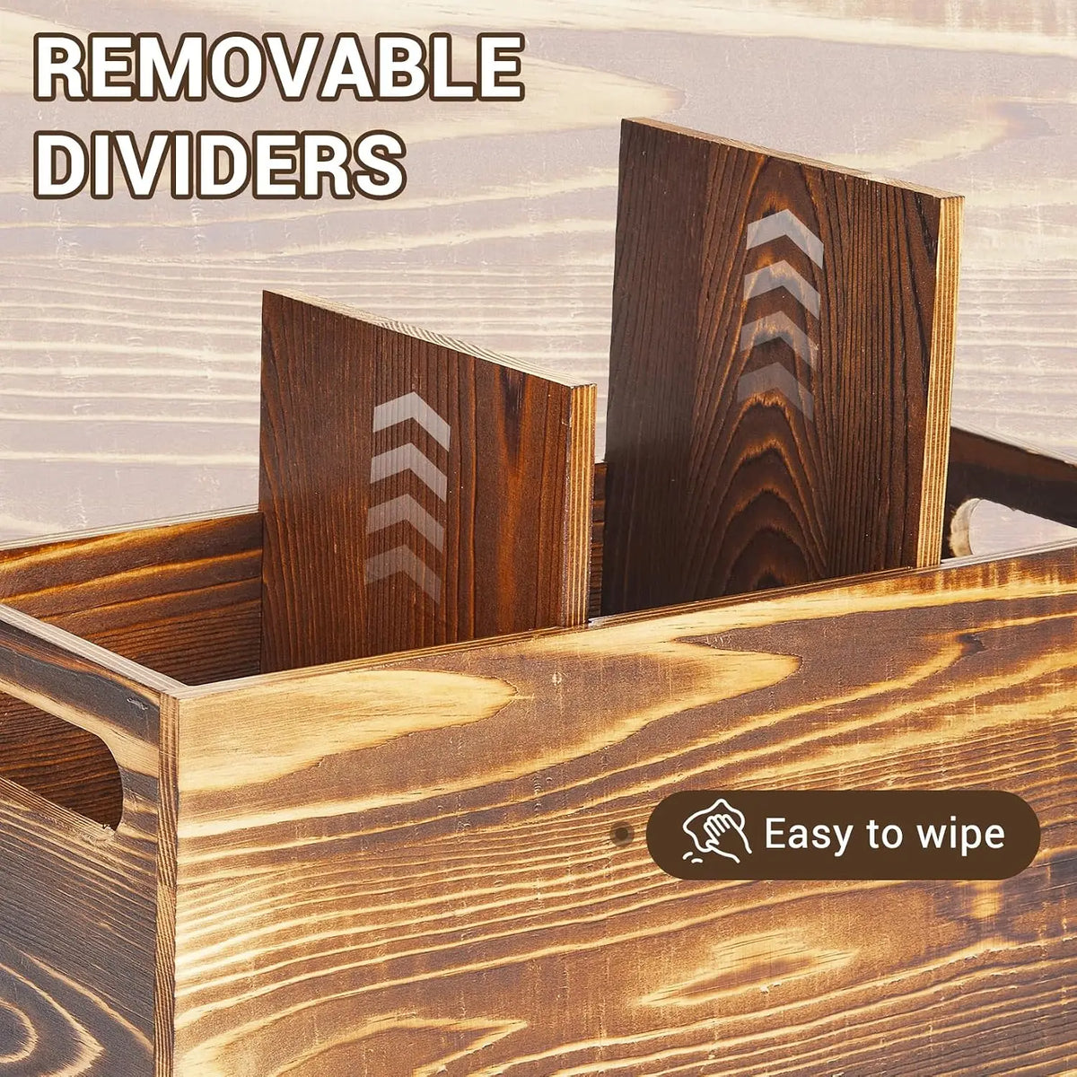 Garvee Rustic Pine Wood Utensil Holder Caddy for Dining Tables