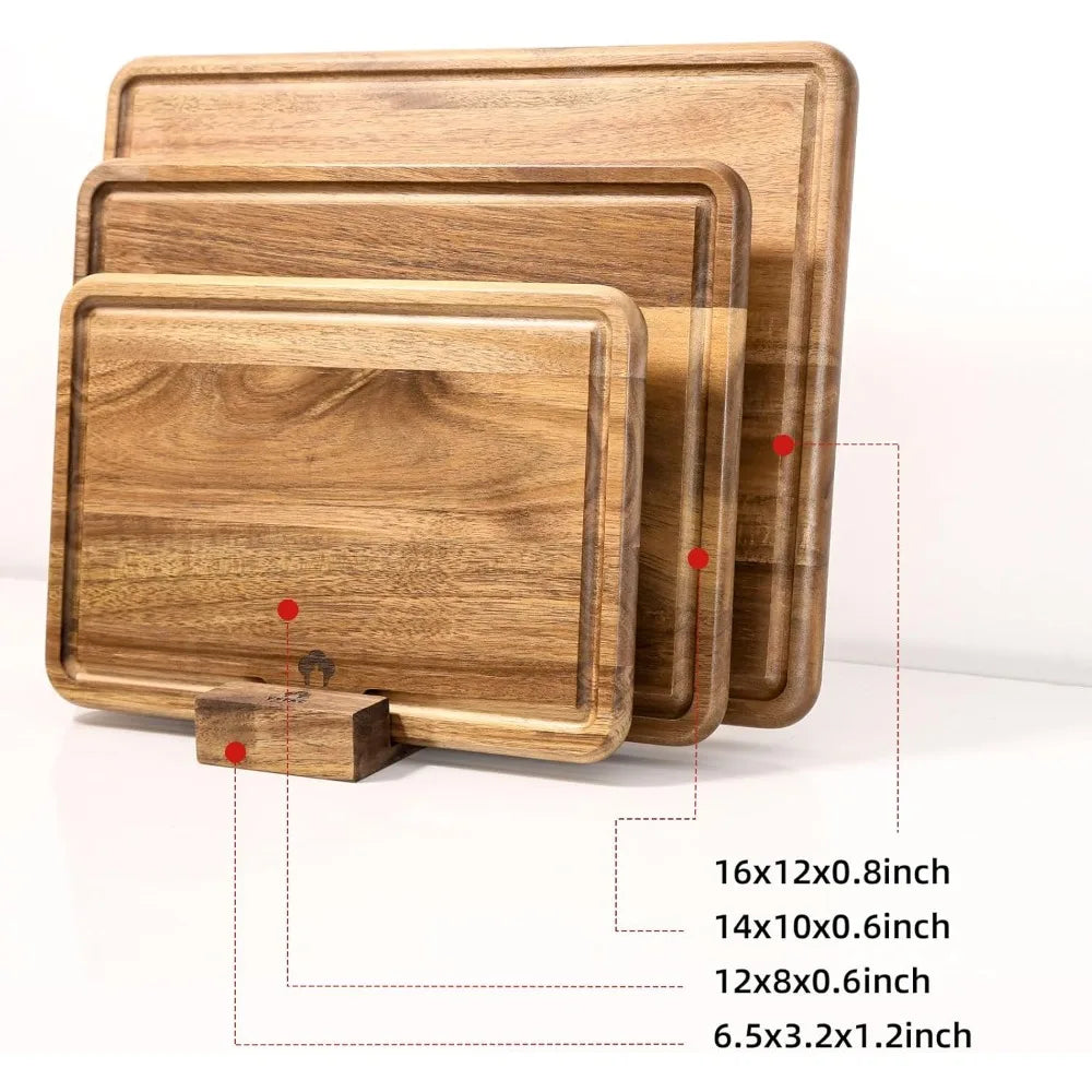 YSTKC Acacia Wood Cutting Board Set Of 3 For Kitchen