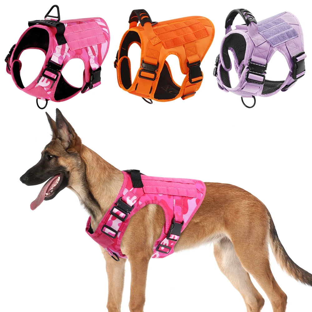 Petravel Dog Harness Tactical Training Vest Nylon Adjustable Camouflage Pattern