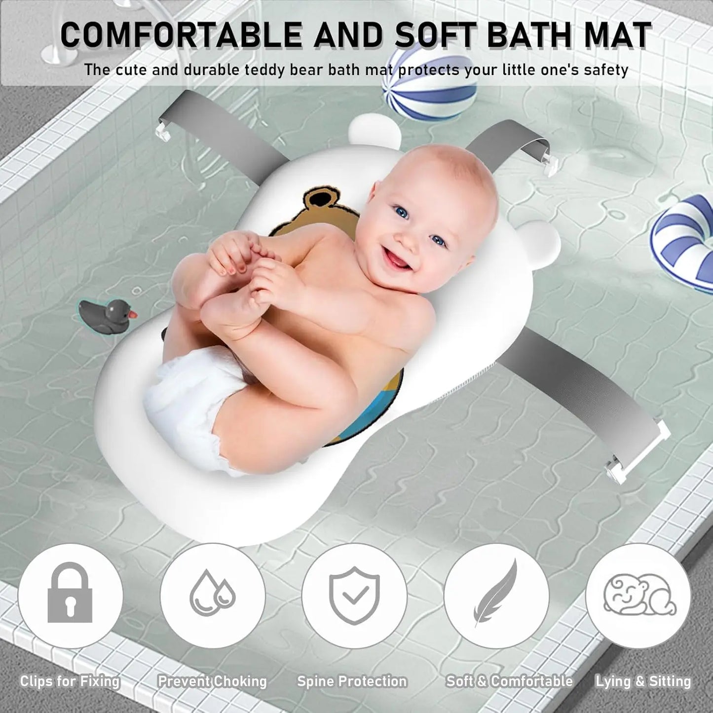 Foldable Baby Bathtub With Bath Cushion And Thermometer