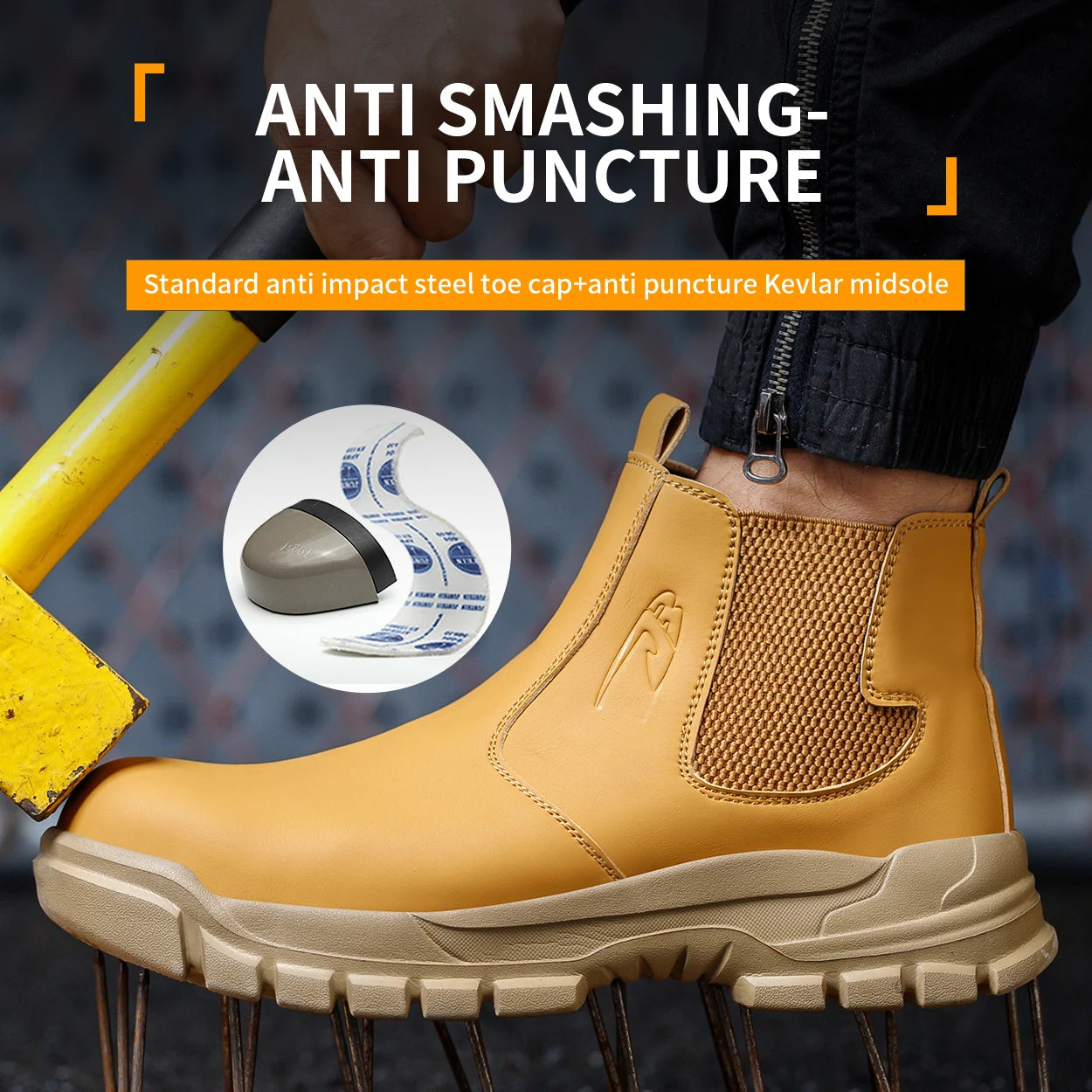 Kankeirr Waterproof Mens Safety Work Boots Steel Toe