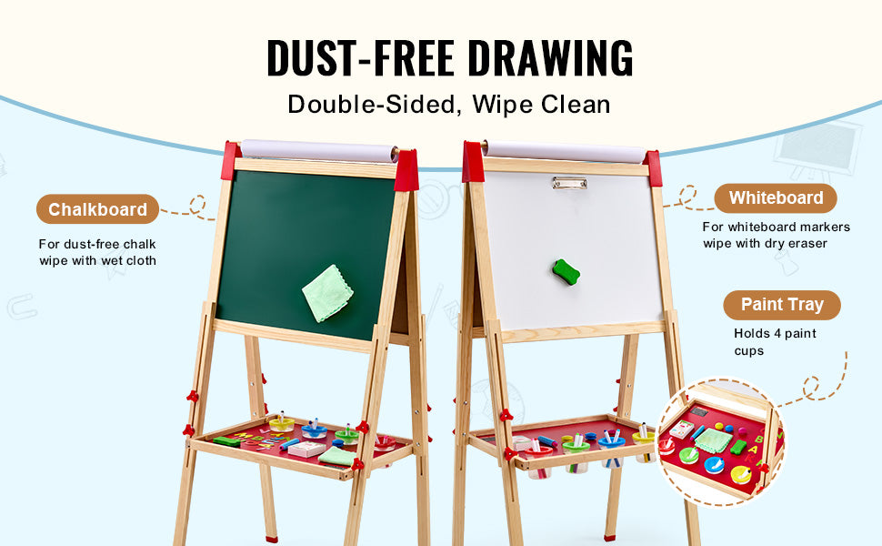 SucceBuy Wooden Magnetic Drawing Board For Kids DoubleSided Whiteboard