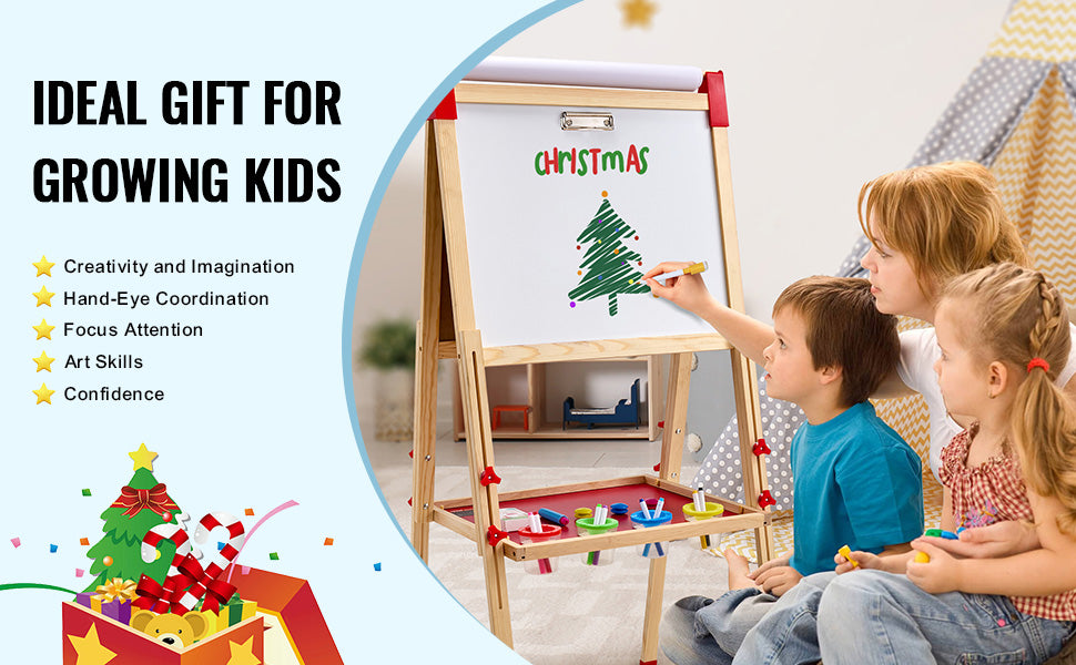 SucceBuy Wooden Magnetic Drawing Board For Kids DoubleSided Whiteboard